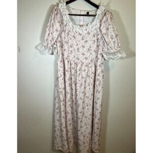 Pink Floral Prairie Dress 3XL Lace Trim Cottagecore Romantic Costume Base Soft